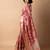 women's floral print cotton silk saree -coral