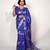 women's floral print cotton silk saree -blue