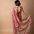 women's floral print cotton silk saree -coral