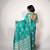 women's floral print cotton silk saree -turquoise
