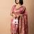women's floral print cotton silk saree -coral