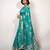 women's floral print cotton silk saree -turquoise