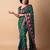 women's bandhani stripes print cotton silk saree -green