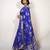 women's floral print cotton silk saree -blue