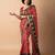 women's bandhani stripes print cotton silk saree -red