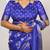 women's floral print cotton silk saree -blue