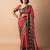 women's bandhani stripes print cotton silk saree -red