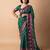 women's bandhani stripes print cotton silk saree -green
