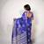 women's floral print cotton silk saree -blue
