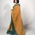 women's chevron/zig zag print cotton silk saree -orange