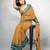 women's chevron/zig zag print cotton silk saree -orange