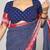 women's chevron/zig zag print cotton silk saree -blue