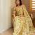 women's floral print chiffon saree -yellow