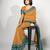 women's chevron/zig zag print cotton silk saree -orange