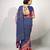 women's chevron/zig zag print cotton silk saree -blue