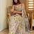 women's floral print chiffon saree -grey