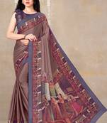 women's solid/madhibani print chiffon saree -rose