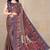 women's solid/madhibani print chiffon saree -rose