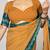 women's chevron/zig zag print cotton silk saree -orange