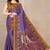 women's solid/madhibani print chiffon saree -purple