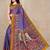 women's solid/madhibani print chiffon saree -purple