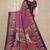 women's solid/madhibani print chiffon saree -magenta