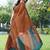 women's solid stripe print chiffon saree -rust