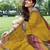 women's solid stripe print chiffon saree -yellow