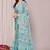women's floral print chiffon saree -turquoise