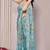 women's floral print chiffon saree -turquoise