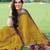 women's solid stripe print chiffon saree -yellow