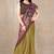 women's solid/madhibani print chiffon saree -mustard