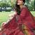 women's solid stripe print chiffon saree -coral
