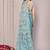 women's floral print chiffon saree -turquoise