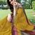 women's solid stripe print chiffon saree -yellow