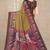 women's solid/madhibani print chiffon saree -mustard