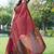 women's solid stripe print chiffon saree -coral