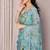 women's floral print chiffon saree -turquoise