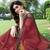 women's solid stripe print chiffon saree -coral