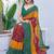 women's badhani print georgette saree -green