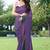 women's solid stripe print chiffon saree -lavender
