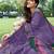 women's solid stripe print chiffon saree -lavender