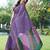 women's solid stripe print chiffon saree -lavender