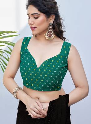 women's badhani print georgette saree -green 5