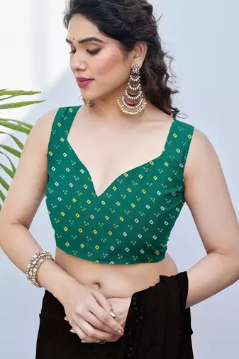 women's badhani print georgette saree -green