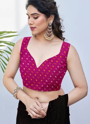 women's badhani print georgette saree -pink 5
