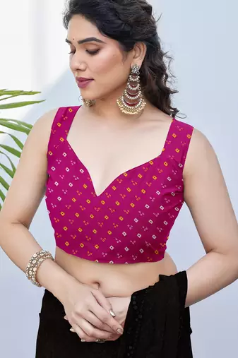 women's badhani print georgette saree -pink