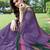 women's solid stripe print chiffon saree -lavender