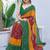 women's badhani print georgette saree -green
