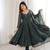Teal Color Jacquard Butti And Lace Work Crunchy Silk Gown Set